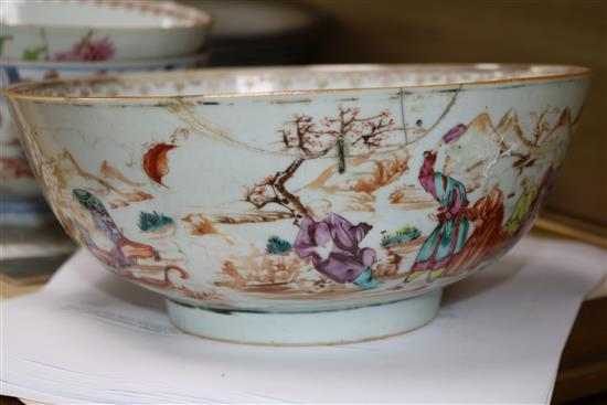 A collection of Chinese 18th century and later bowls and a vase vase height 42cm